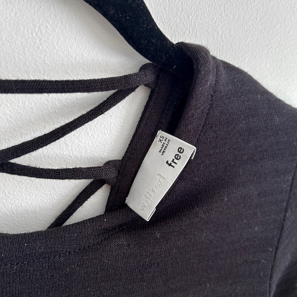 Aritzia Wilfred Free Lace Up Back Dress Black Half Sleeve Scoop Neck Size XS - Picture 5 of 11